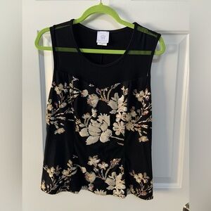 Papillon Blanc Black and Cream Floral Blouse